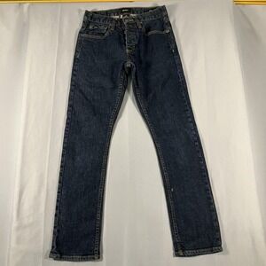 RVCA Jeans Mens 28x29 Blue Stay RVCA Pant Button Fly Slim Straight Denim Stretch